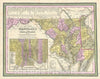 Historic Map : Mitchell Map of Maryland and Delaware, 1849, Vintage Wall Art