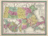 Historic Map : Mitchell Map of Massachusetts and Rhode Island, 1854, Vintage Wall Art