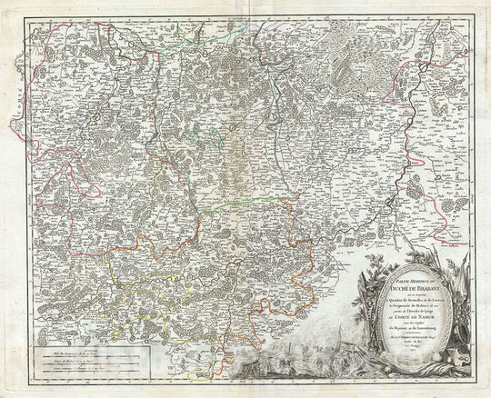 Historic Map : Vaugondy Map of Southern Brabant (Vicinity of Brussels), Belgium and Luxembourg, 1752, Vintage Wall Art