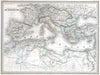 Historic Map : Dufour Map of The Mediterranean Region, 1860, Vintage Wall Art