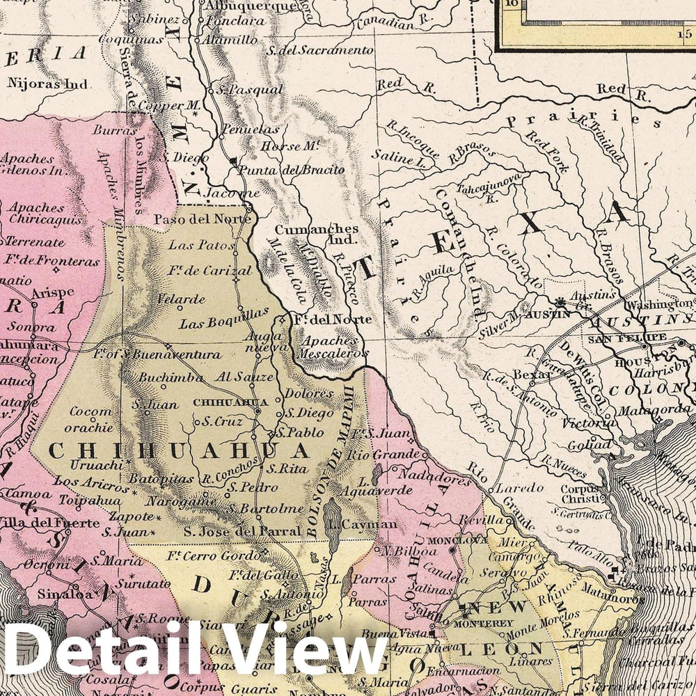 Historic Map : Mitchell Map of Mexico and Guatemala, 1849, Vintage Wall Art
