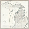 Historic Map : Public Survey Antique Map of Michigan, 1855, Vintage Wall Art