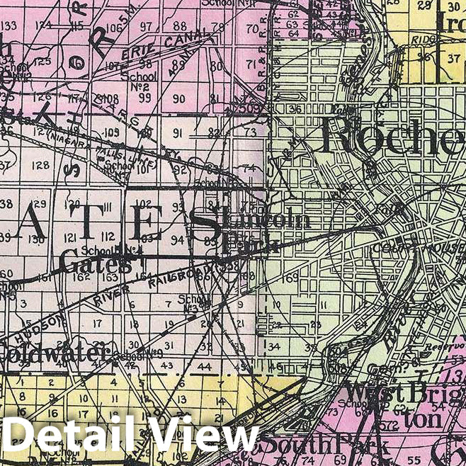 Historic Map : Century Map of Monroe County, New York, 1912, Vintage Wall Art