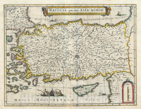 Historic Map : Blaeu Map of Asia Minor, 1640, Vintage Wall Art