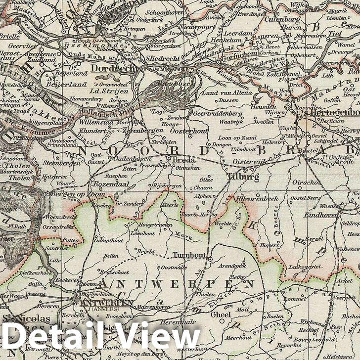 Historic Map : Stieler Map of The Holland and Belgium, 1873, Vintage Wall Art