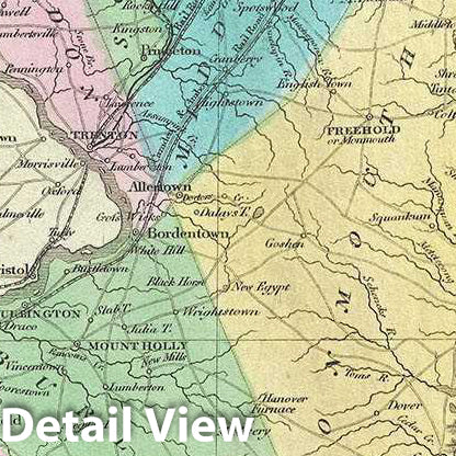 Historic Map : Burr Map of New Jersey, 1835, Vintage Wall Art
