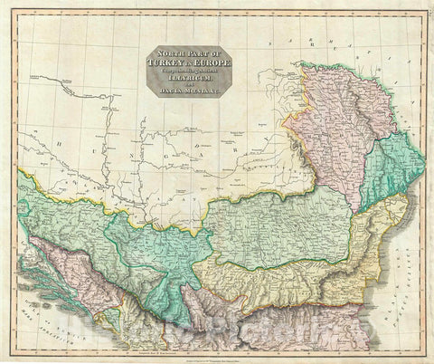 Historic Map : Thomson Map of The Balkans (Moldova, Romania, Serbia, Croatia, Bosnia, Bulgaria), 1817, Vintage Wall Art