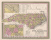Historic Map : Mitchell Map of North Carolina, 1849, Vintage Wall Art