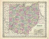 Historic Map : Colton Map of Ohio, 1856, Vintage Wall Art
