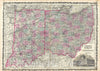 Historic Map : Johnson Map of Ohio and Indiana, Version 2, 1863, Vintage Wall Art