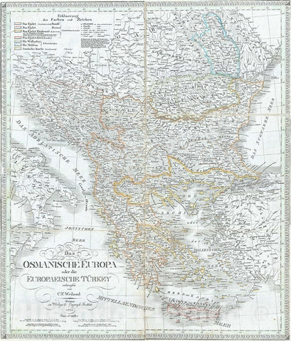 Historic Map : Weiland Antique Map of European Turkey, Greece and The Balkans, 1826, Vintage Wall Art