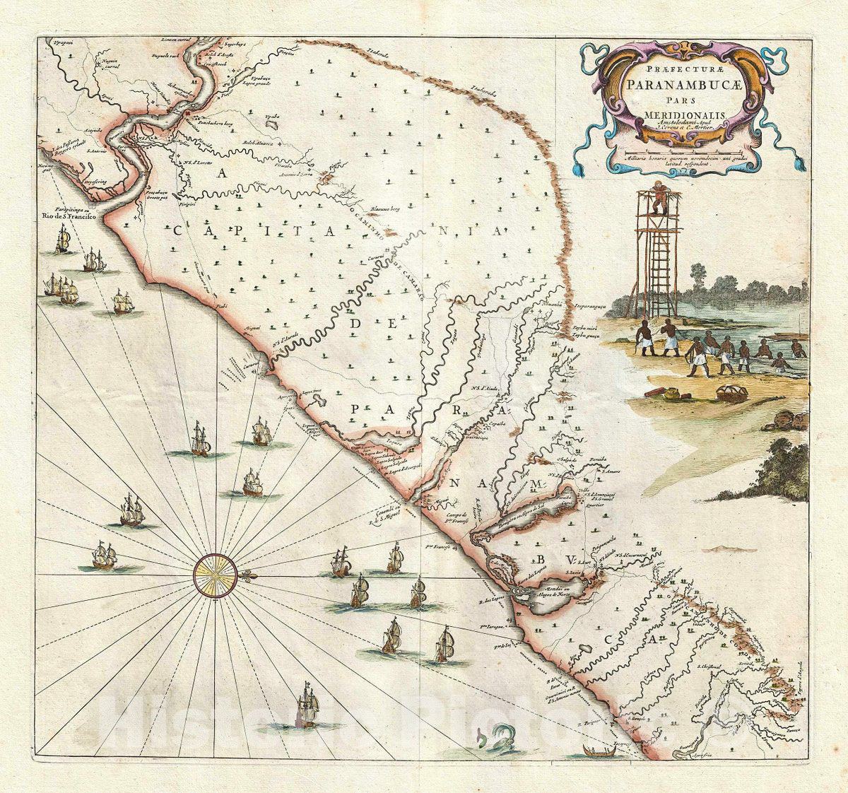 Historic Map : Covens and Mortier Antique Map of The Southeastern Coast of Brazil, 1721, Vintage Wall Art