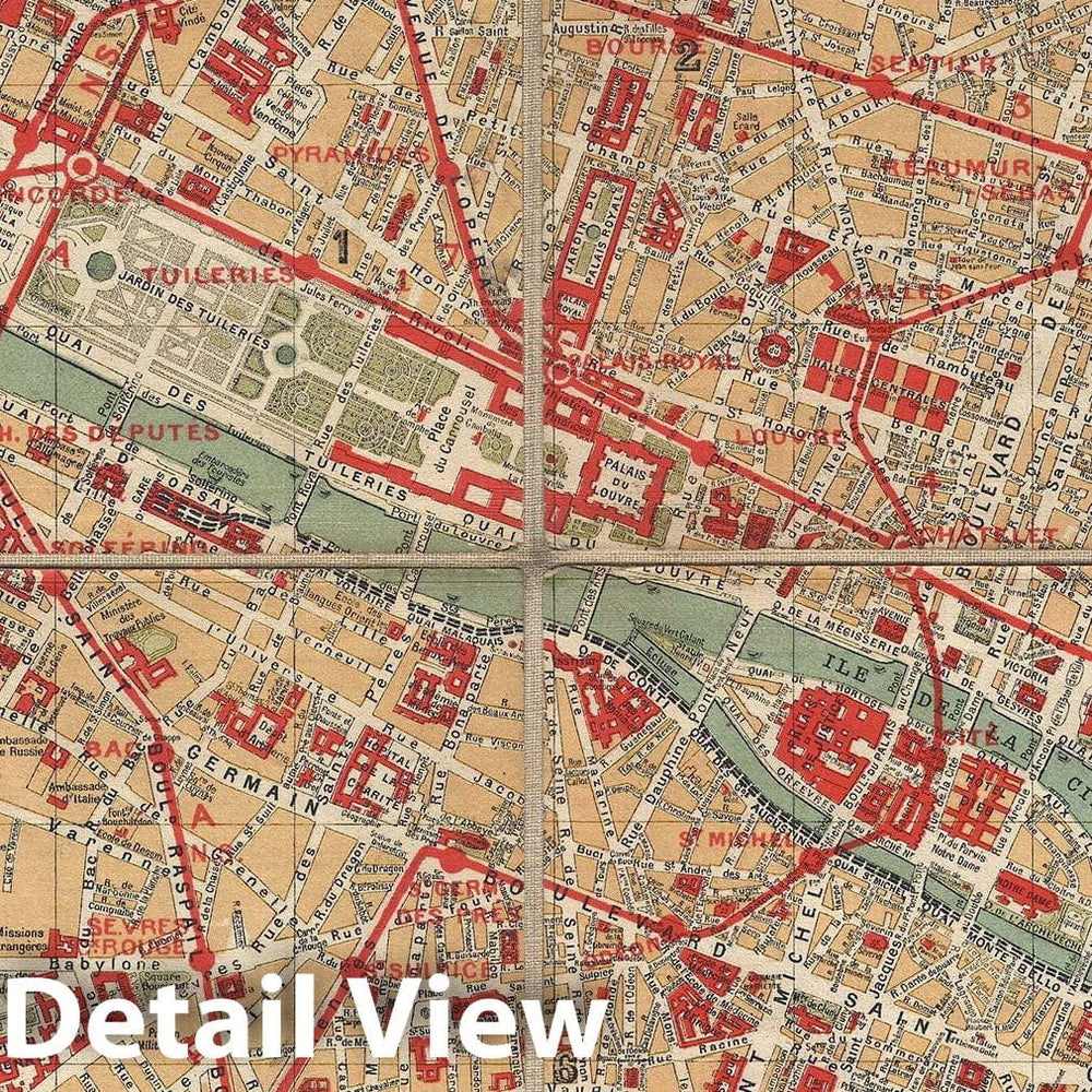 Historic Map : Hachette Pocket Map of Paris, France, 1910, Vintage Wall Art