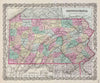 Historic Map : Colton Map of Pennsylvania, 1856, Vintage Wall Art