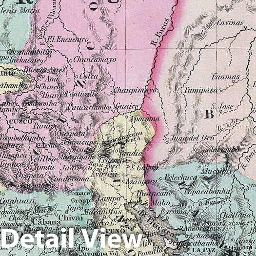 Historic Map : Colton Map of Peru and Bolivia, 1856, Vintage Wall Art