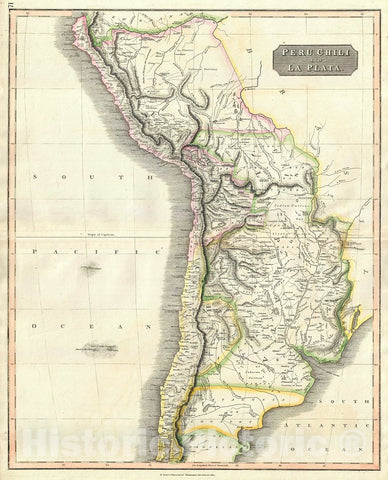 Historic Map : Thomson Map of Peru, Chile and Argentina, 1817, Vintage Wall Art