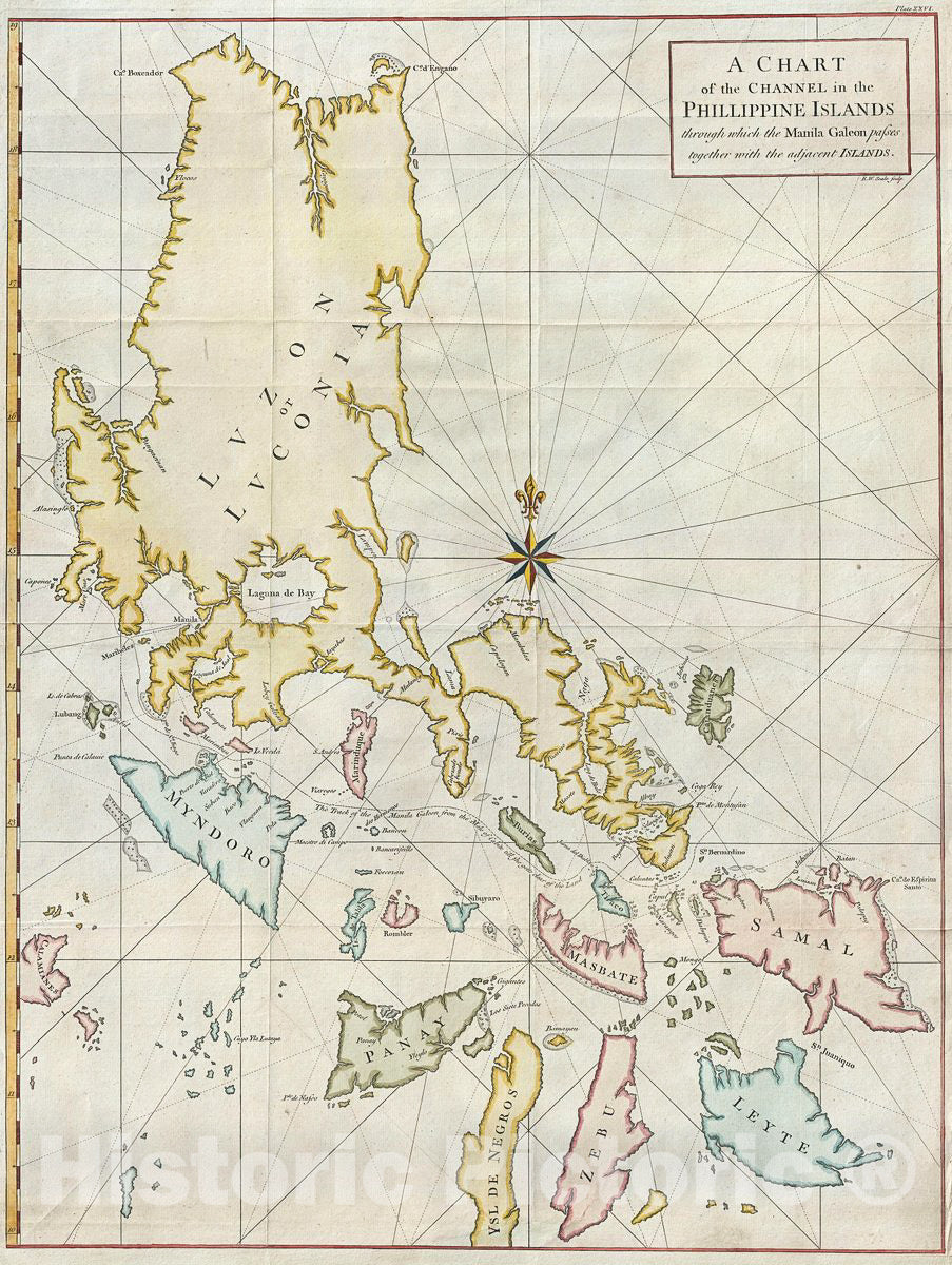 Historic Map : Anson Chart of Map of The Philippine Islands, 1748, Vintage Wall Art