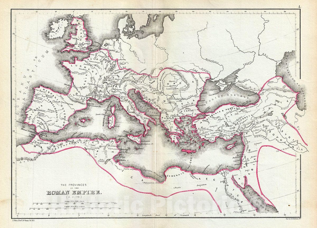 Historic Map : Hughes Map of The Roman Empire, 1867, Vintage Wall Art
