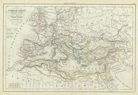 Historic Map : Delamarche Map of The Roman Empire Under Augustus, 1845, Vintage Wall Art