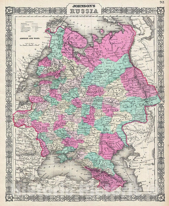 Historic Map : Johnson Map of Russia, Version 3, 1865, Vintage Wall Art