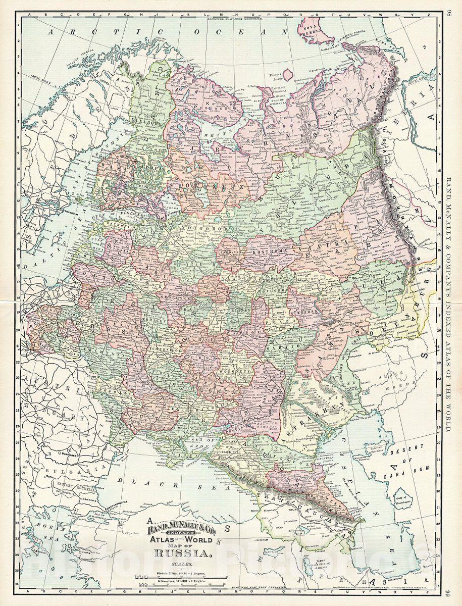 Historic Map : Rand McNally Map of Russia, 1892, Vintage Wall Art