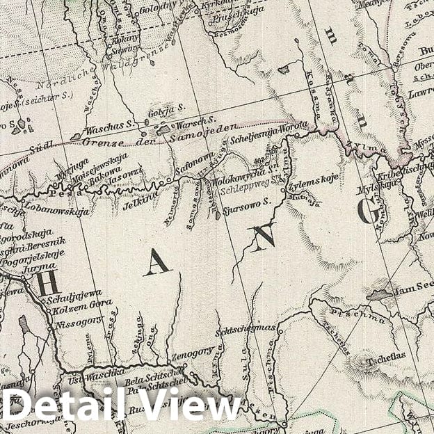 Historic Map : Stieler Antique Map of Northern Russia, 1873, Vintage Wall Art
