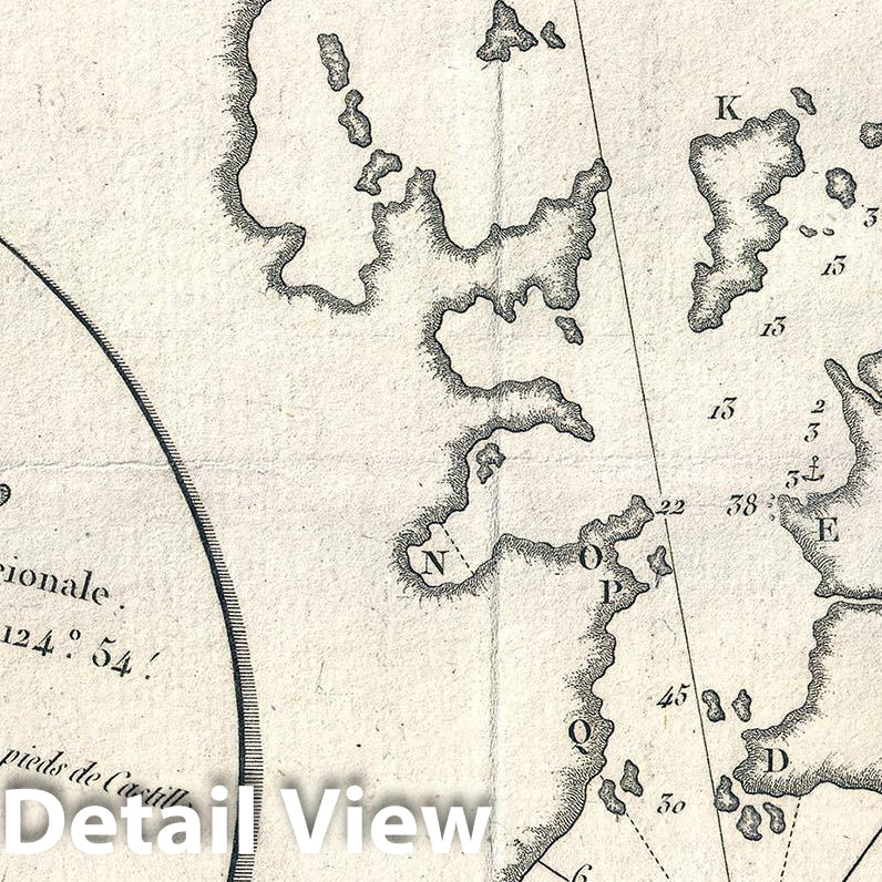 Historic Map : La Perouse Map of San Francisco Bay (earliest obtainable map of San Francisco), 1797, Vintage Wall Art