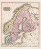 Historic Map : Thomson Map of Scandinavia (Denmark, Norway, Sweden), 1814, Vintage Wall Art