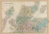 Historic Map : Black Map of Northern Scotland, 1851, Vintage Wall Art