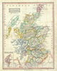 Historic Map : Ewing Map of Scotland, 1845, Vintage Wall Art