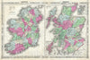 Historic Map : Johnson Map of Ireland and Scotland, 1864, Vintage Wall Art