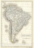 Historic Map : Black Map of South America, 1844, Vintage Wall Art