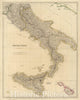 Historic Map : Arrowsmith Map of South Italy (Naples and Sicily), 1842, Vintage Wall Art