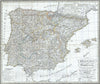 Historic Map : Weiland Map of Spain and Portugal, 1827, Vintage Wall Art