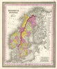 Historic Map : Mitchell Map of Sweden and Norway, 1854, Vintage Wall Art