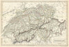 Historic Map : Black Map of Switzerland, Version 2, 1844, Vintage Wall Art