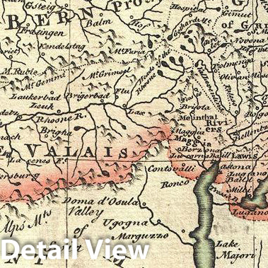 Historic Map : Bowen Map of Switzerland with City Plan of Geneva, Switzerland, 1747, Vintage Wall Art