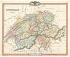 Historic Map : Cruchley Map of Switzerland, 1850, Vintage Wall Art