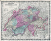 Historic Map : Johnson Map of Switzerland, 1861, Vintage Wall Art