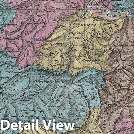 Historic Map : Migeon Map of Switzerland, 1878, Vintage Wall Art