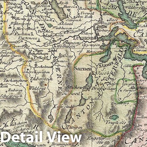 Historic Map : Rizzi Zannoni Map of Switzerland, 1762, Vintage Wall Art