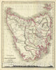 Historic Map : Dower Map of Tasmania or Van Diemen's Land, 1860, Vintage Wall Art