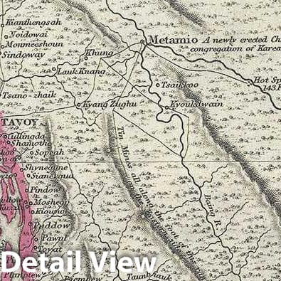 Historic Map : Pharoah Map of The Tavoy District (Dawei) in Burma or Myanmar, 1854, Vintage Wall Art