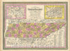 Historic Map : Mitchell Map of Tennessee, 1849, Vintage Wall Art