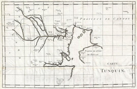 Historic Map : Jesuit Map of Northern Vietnam (Tonkin or Tonquin), 1781, Vintage Wall Art