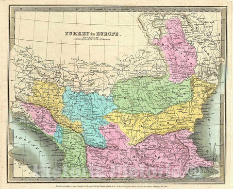 Historic Map : Burr Map of The Balkans, 1835, Vintage Wall Art