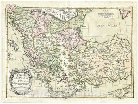 Historic Map : Janvier Map of Greece, Turkey, Macedonia and The Balkans, 1783, Vintage Wall Art
