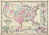 Historic Map : Johnson Military Map of The United States, 1863, Vintage Wall Art