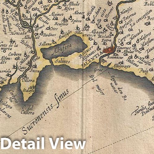 Historic Map : Blaeu Map of Valencia, Spain, 1635, Vintage Wall Art
