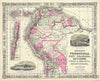 Historic Map : Johnson Map of Venezuela, Colombia, Ecuador, Peru, Bolivia, Chile and Guiana, Version 2, 1865, Vintage Wall Art